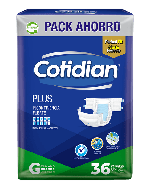 Pañales de Adulto Cotidian Plus Incontinencia Fuerte 36 un G