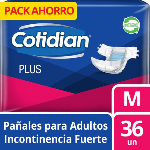 Pañales de Adulto Cotidian Plus Incontinencia Fuerte 36 un M